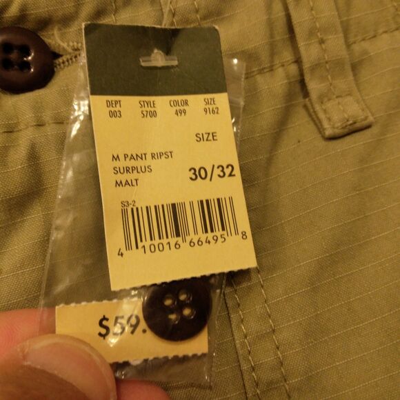 Eddie Bauer cargo pants mens 30x32 khaki tan ripstop surplus malt 5700 - Picture 3 of 11